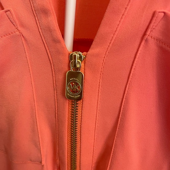 Michael Kors Vibrant Coral Blouse with Zipper - Picture 4 of 7